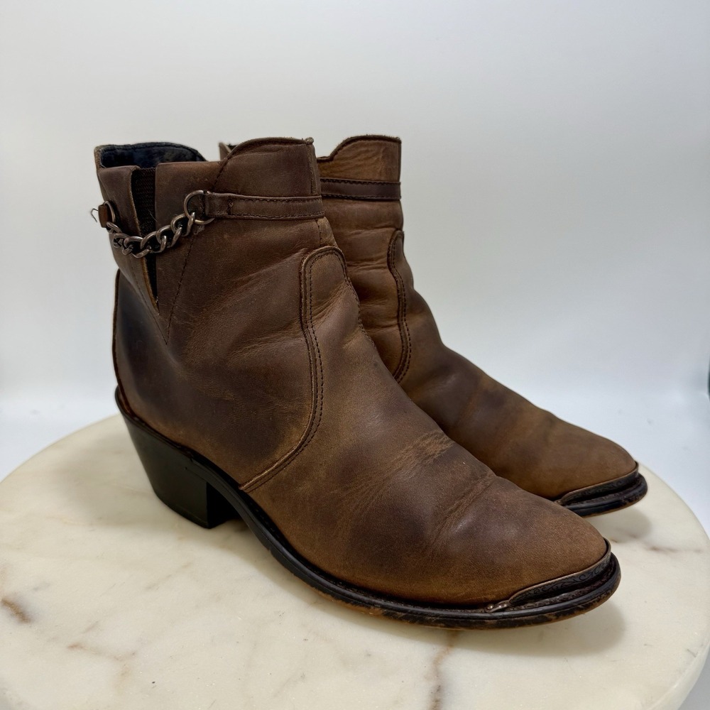Durango RD864 Low Side Zip cowboy Brown Leather Ankle Boots Shoes Women's 6 M